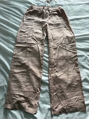 Sanctuary Light Pink Balletcore Sateen Wide-Leg Cargo Pants Small NWT